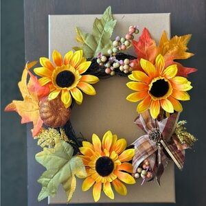 Wreath autumm fall, combination thanksgiving colors.